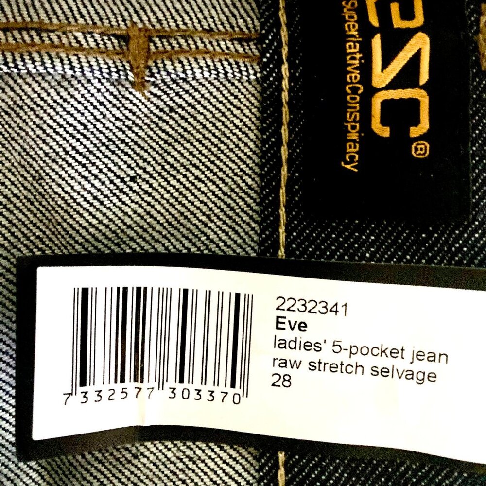 Japanese WeSC Selvage Denim,  5-Pocket Raw Stretch Jeans Ladies Eve 28"